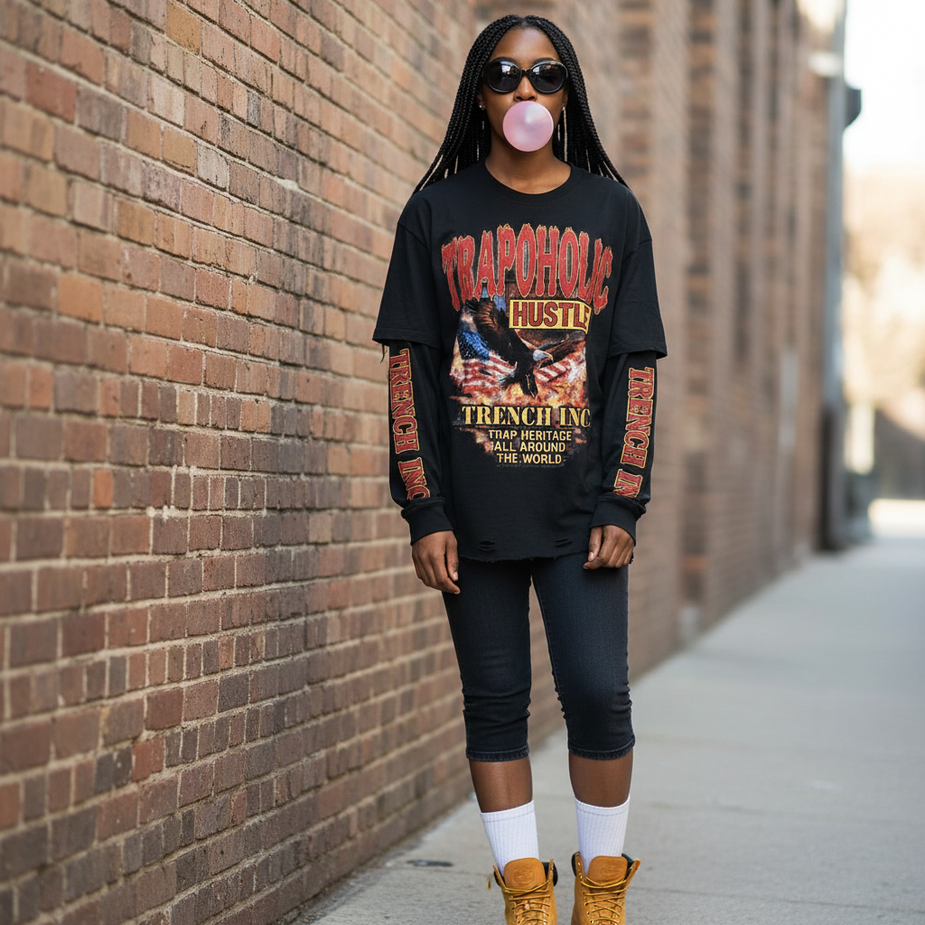 Long sleeve “retro “vintage TRAPOHOLIC shirt